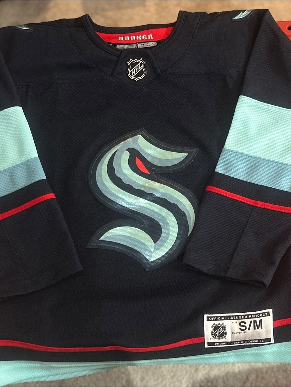 NHL Seattle Kraken Team Jersey - Black with Teal & Red Accents